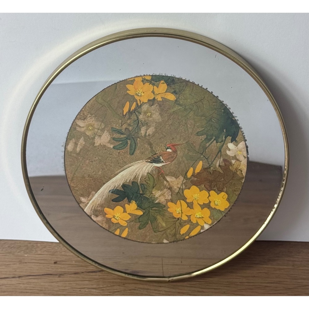 Brytone Round Wall Mirror Vintage Bird Floral Gold Frame 8 in New York NY